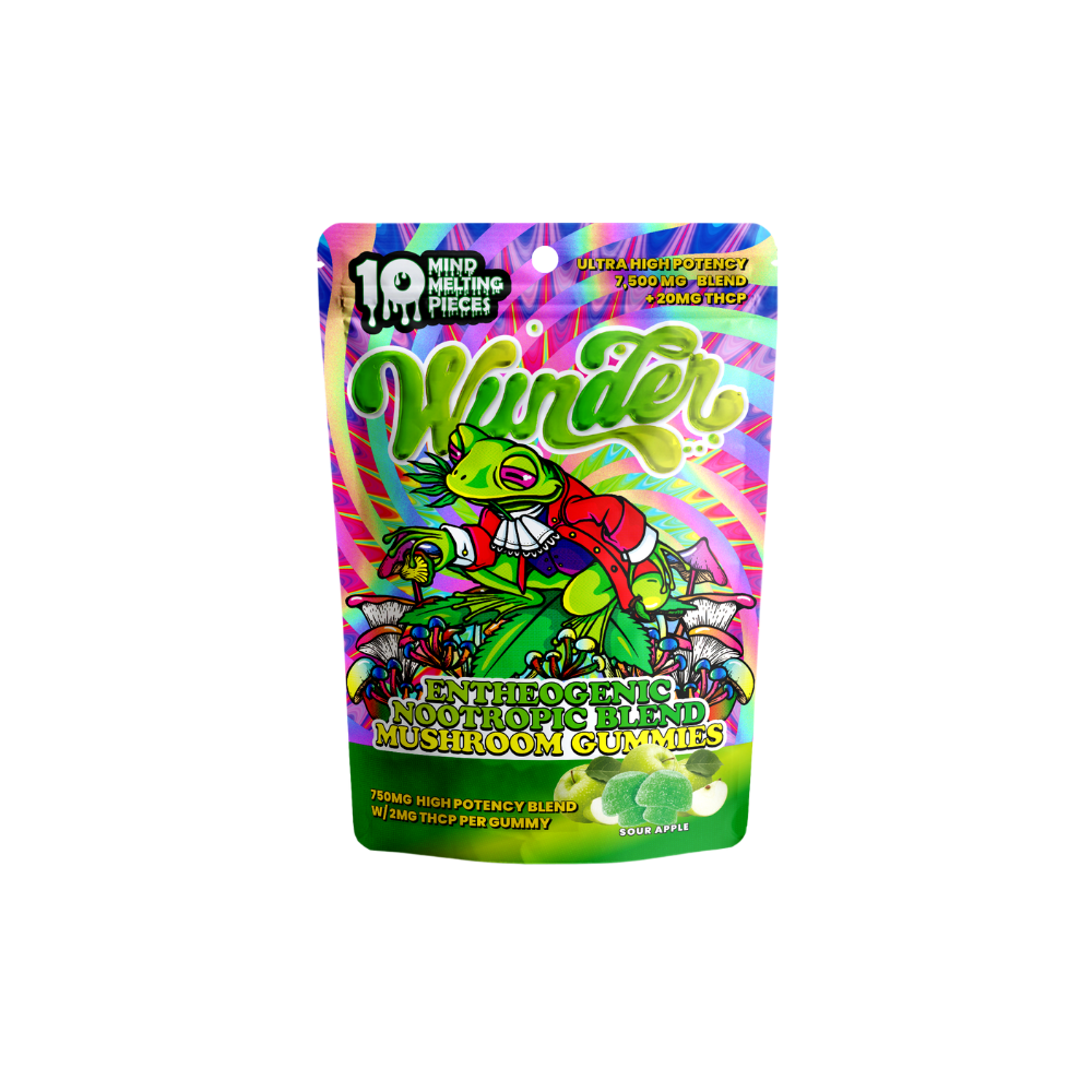 Wunder Entheogenic Nootropic Blend Mushroom Gummies in Strawnana flavor (10 mind melting pieces with 750mg high potency blend per gummy)