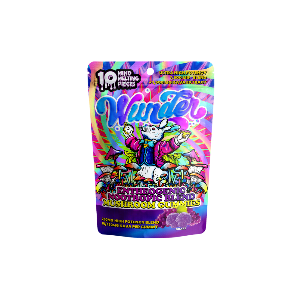 Wunder Ultra High Potency Entheogenic Nootropic Blend Mushroom Gummies in Strawnana Flavor (750 mg high potency blend per gummy)