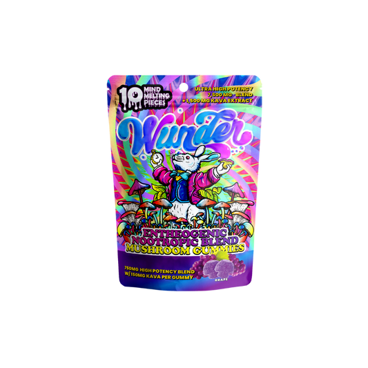 Wunder Ultra High Potency Entheogenic Nootropic Blend Mushroom Gummies in Strawnana Flavor (750 mg high potency blend per gummy)