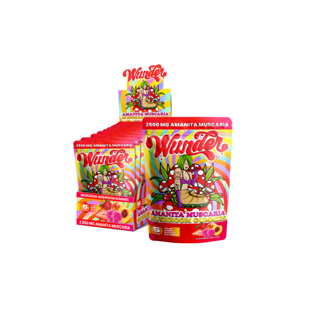 Wunder 2500mg Amanita Muscaria Mushroom Gummies in Strawberry nectarine flavor (5 pieces per pack)