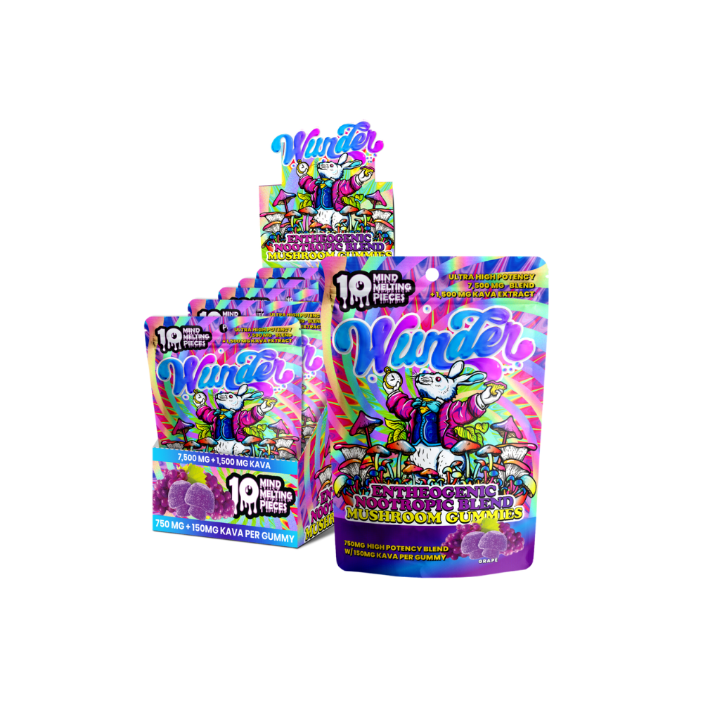 Wunder Ultra High Potency Entheogenic Nootropic Blend Mushroom Gummies in Strawnana Flavor (750 mg high potency blend per gummy)